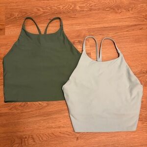 LOT of 2: Old Navy Active Olive and Icy Blue Racerback Crop Tanks